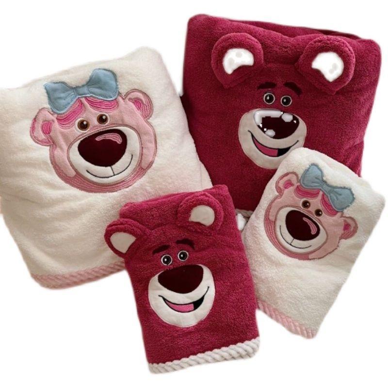 Khăn tắmkhăn tắm Khăn Tắm cotton Trơn Thấm Hút Nhanh Khô Họa Tiết Gấu Và Dâu Tây Đáng Yêu Cho Bé