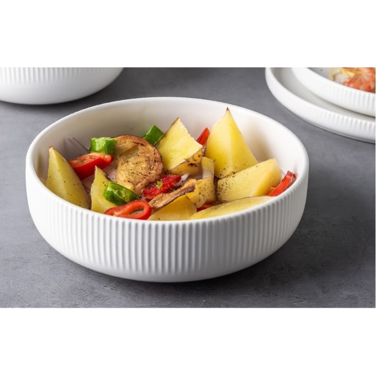 Bát đĩa sứ vân sọc trắng/ đen Cruise, dùng máy rửa bát - Sứ cao cấp phong cách Bắc Âu