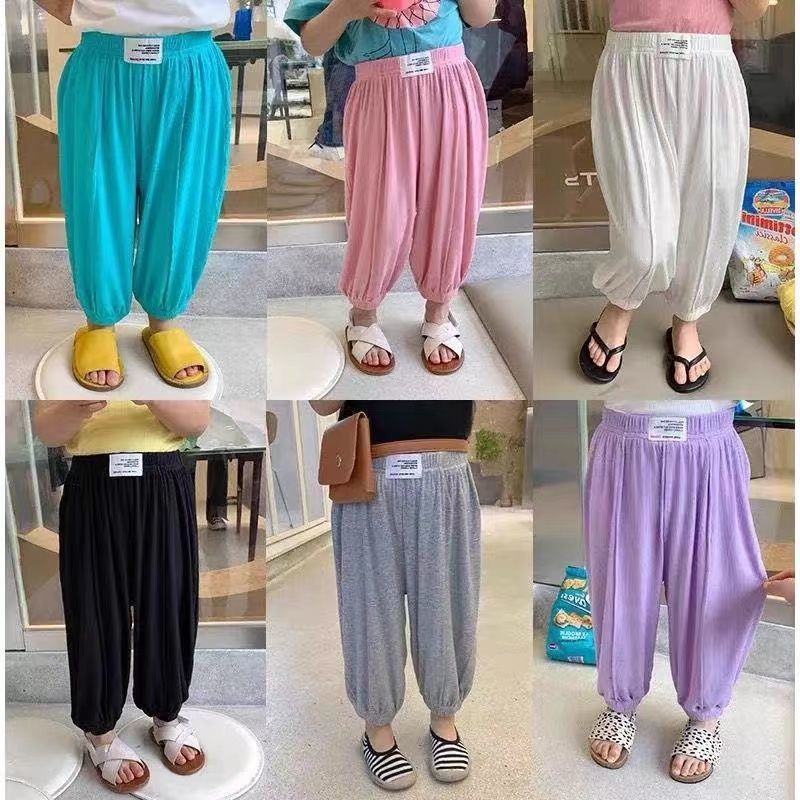 [Babycat] Hàng Có Sẵn Quần Ống Rộng Bằng Lụa Mát Xuân Hè Chống Muỗi Phong Cách Nhật Bản Hàn Quốc Thời Trang Mùa Xuân Hè Dành Cho Bé Trai Và Bé Gái 2022