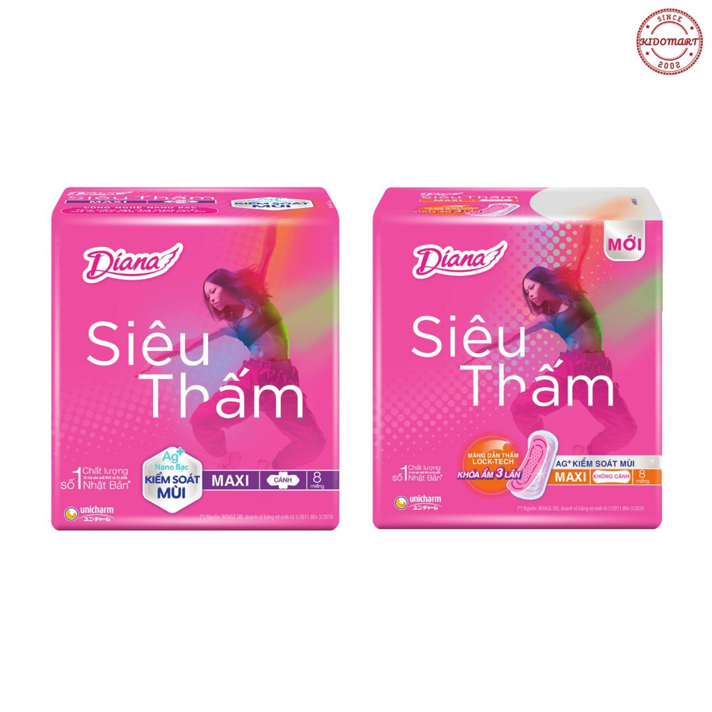 Băng Vệ Sinh Diana Maxi Siêu Thấm 8 Miếng / Gói