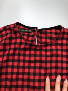 Áo kẻ caro peplum