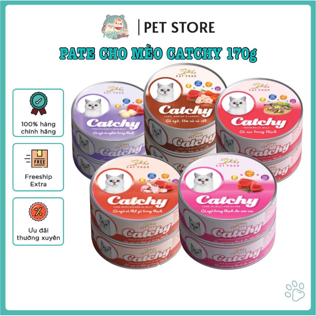 Pate Catchy dành cho mèo 170g, thức ăn dạng ướt cho mèo cưng, pate mèo ngon giá rẻ dạng lon - Kitty Pet Shop