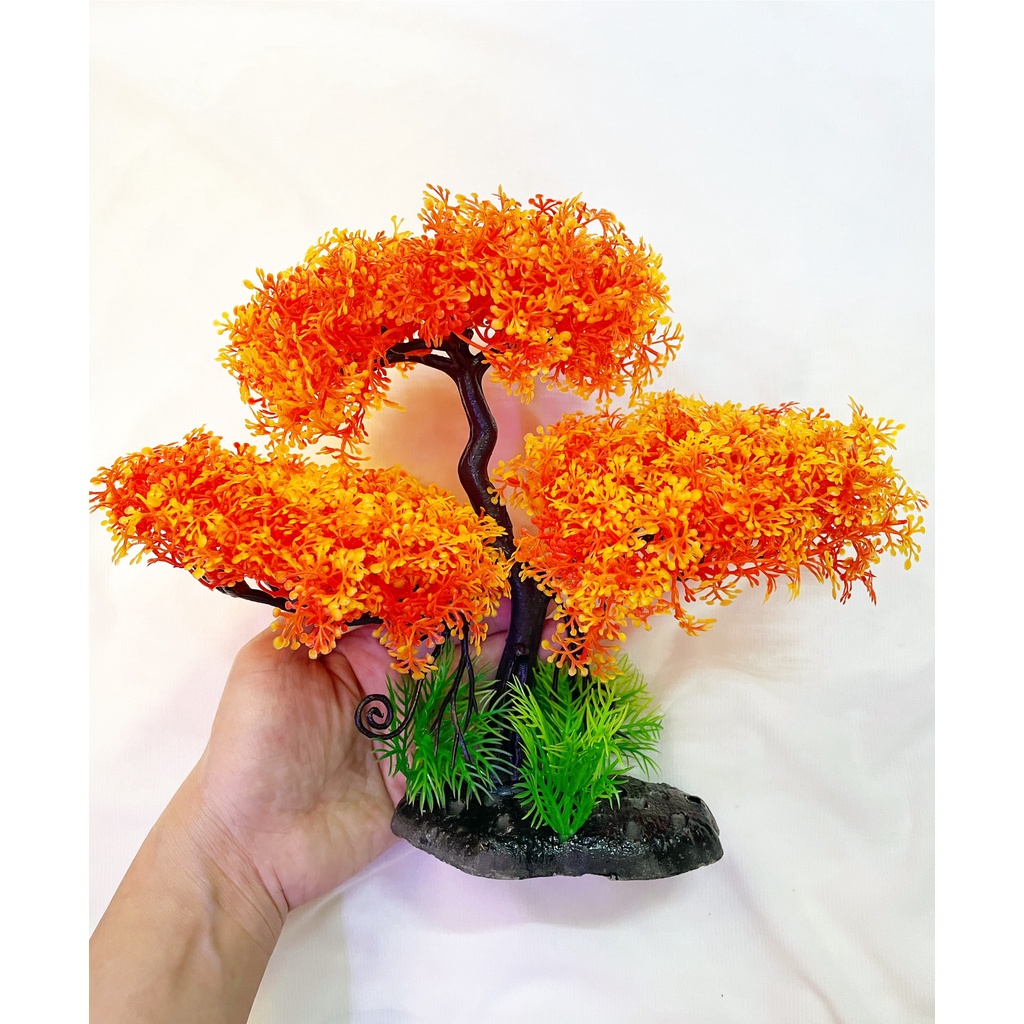 Cây bonsai nhựa trang trí hồ cá , bonsai giả