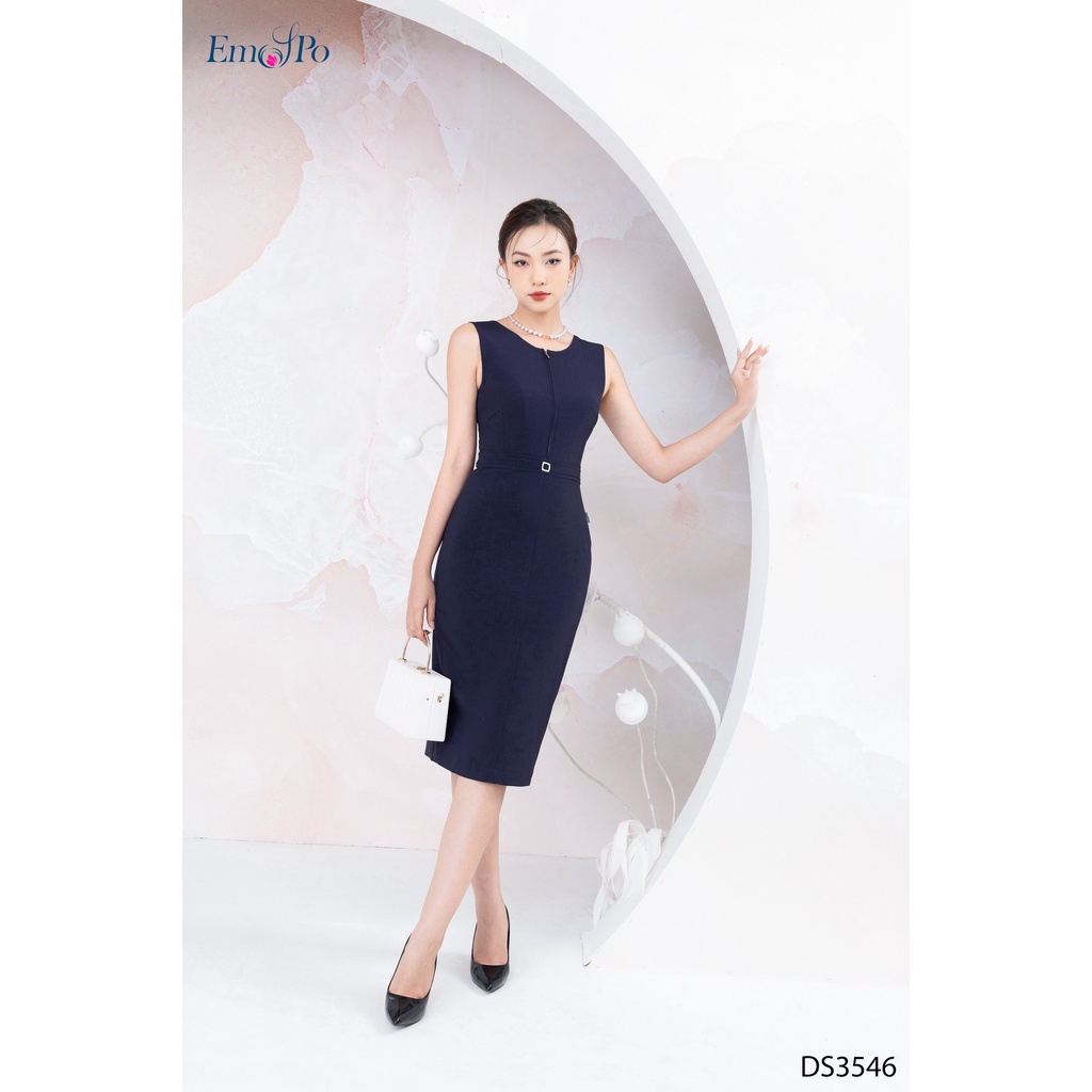 Đầm ôm khóa đồng thân trước mặt đá ở eo Emspo DS3546