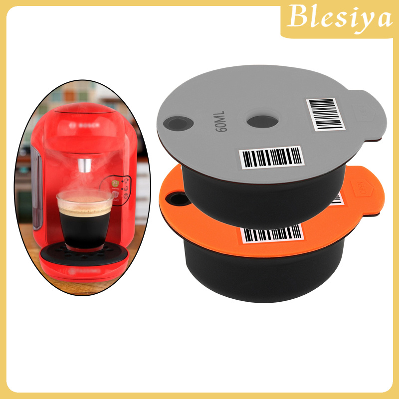 [BLESIYA]Coffee Capsule Cup for Bosch Tassimo, Reusable PP Plastic Coffee Filter Capsules with Stainless Steel Mesh, Pack of 2