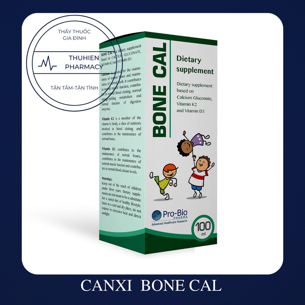 BONE CAL-Bổ sung canxi hữu cơ, vitamin d3, k2 giúp phát triển chiều cao tối ưu cho trẻ (Hộp 100ml)