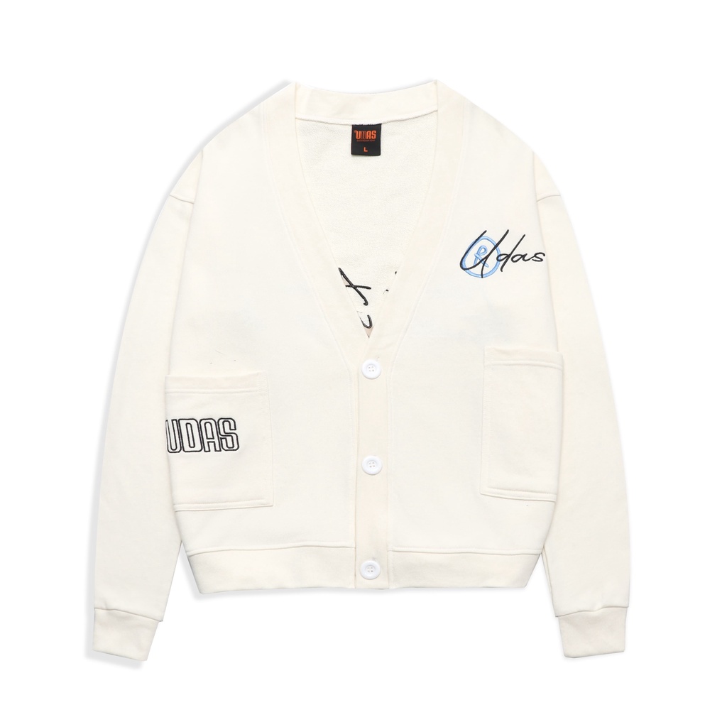 Áo khoác Cardigan chân cua UDAS unisex dành cho nam và nữ form rộng BASIC - Cream