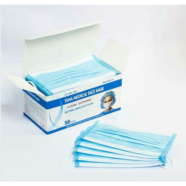 50 Chiếc - Khẩu Trang Y Tế 3 Lớp, Màu Xanh - Lọc Khuẩn, Lọc Mùi, Lọc Bụi, Thoáng Khí, Không Gây Dị Ứng - Takyhome7060