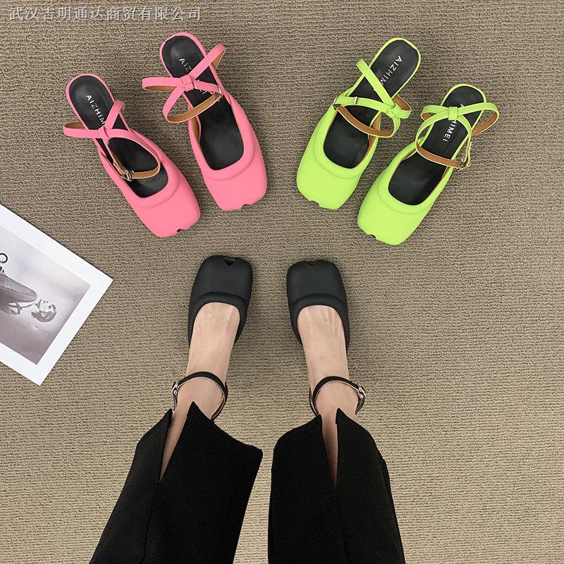 Giày Sandal Cao Gót Mũi Vuông Phong Cách Retro Thời Trang Mùa Xuân Dành Cho Nữ 2022
