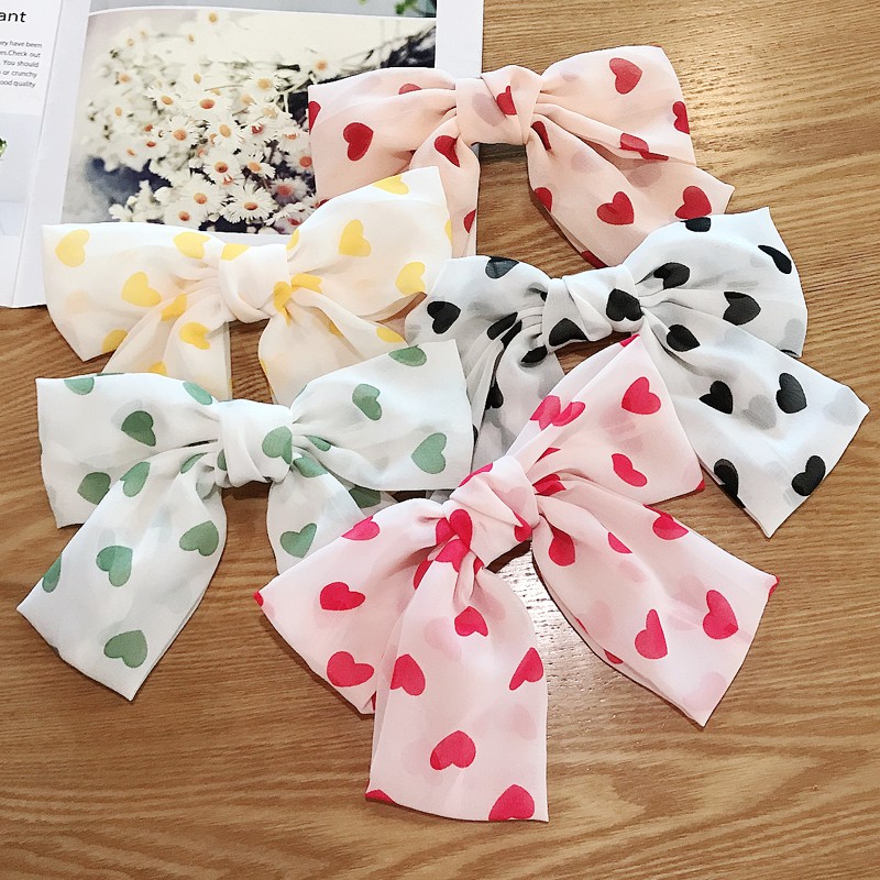 Kẹp Tóc Nơ Vải Chiffon Phong Cách Hàn Quốc