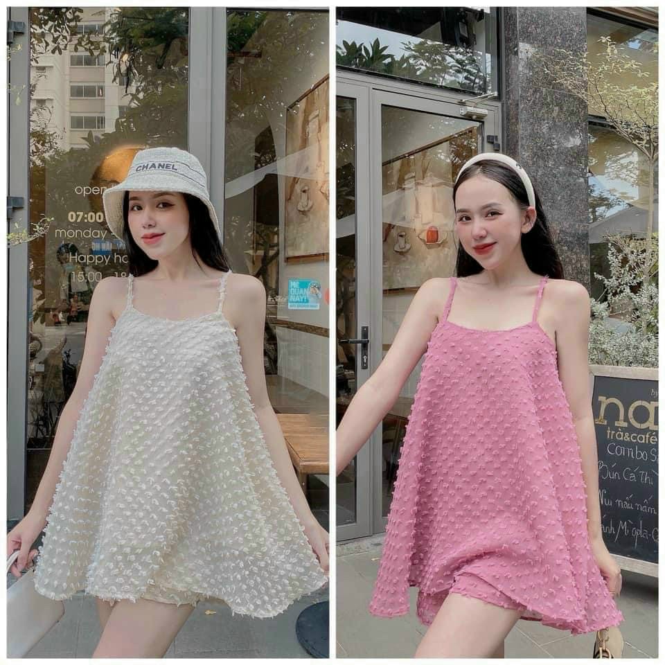 sét áo hai dây kiểu váy cute, kèm quần đùi trẻ trung siêu xinh
