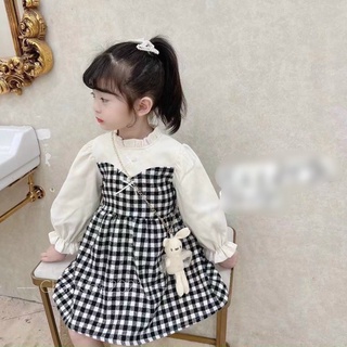 Váy dạ kèm gấu thật bé gái