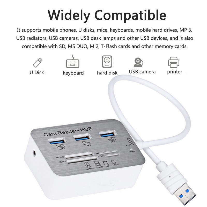 Đầu Đọc Thẻ Nhớ 3 Cổng Usb 3.0 Ms Sd M2 Tf