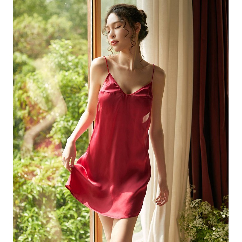 Váy ngủ sexy lụa chiffon rẻ đẹp AMUSE V21🔥SIÊU SALE🔥 Big Size MLXL 40-65kg cổ tim V hở lưng cao cấp | BigBuy360 - bigbuy360.vn