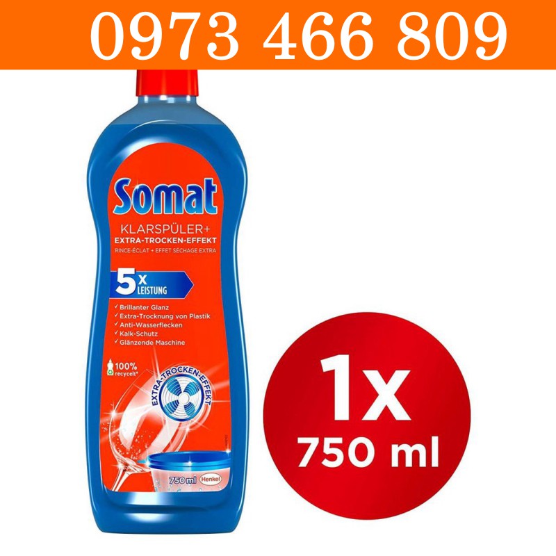 Combo Bột rửa bát Somat 1.2kg + muối làm mềm nước somat 1.2kg + nước làm bóng bát somat 750ml