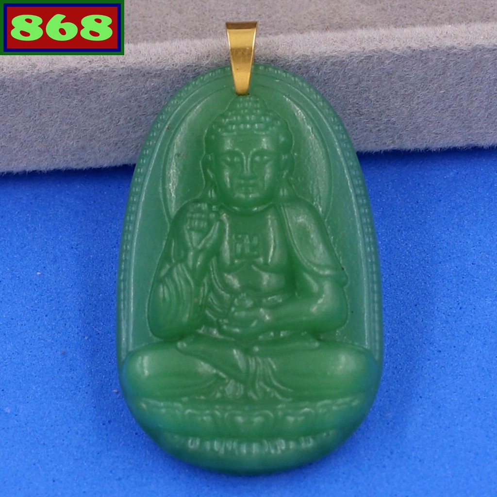 Vòng cổ dây dù Phật A Di Đà xanh lá 5 cm