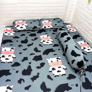 BỘ DRAP THUN HÀN QUỐC BÒ SỮA CUTE [ 4 MÓN : 1 GA TRẢI GIƯỜNG, 2 VỎ GỐI NẰM, 1 VỎ GỐI ÔM ].