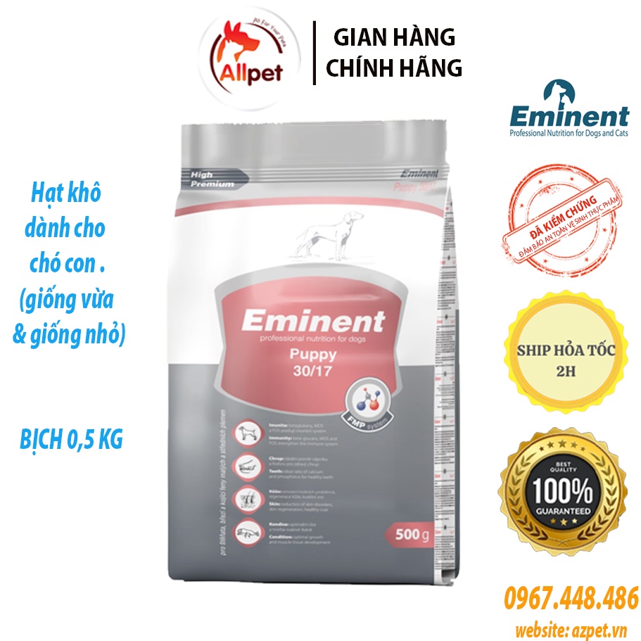 Eminent Puppy, Thức Ăn cho chó con, chó mẹ mang thai và cho con bú,dành Cho Chó Con Giống Vừa Và Giống Nhỏ.