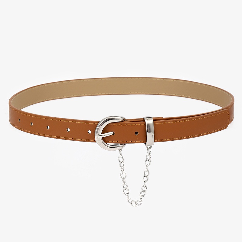 Thắt Lưng Da PU Khóa Kim Loại Bạc Thời Trang Cho Nữ