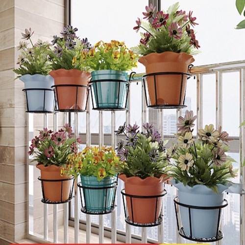 Giỏ hoa treo ban công- Giỏ sắt treo chậu cây khung chắc chắn, thẩm mỹ cao Kt: 22x20xCao20cm