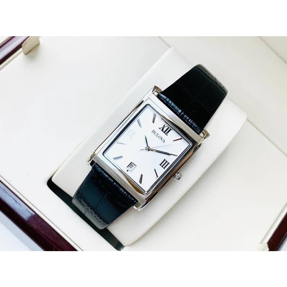 Đồng hồ nam Bulova Classic Quartz White Dial Black Leather 96B107