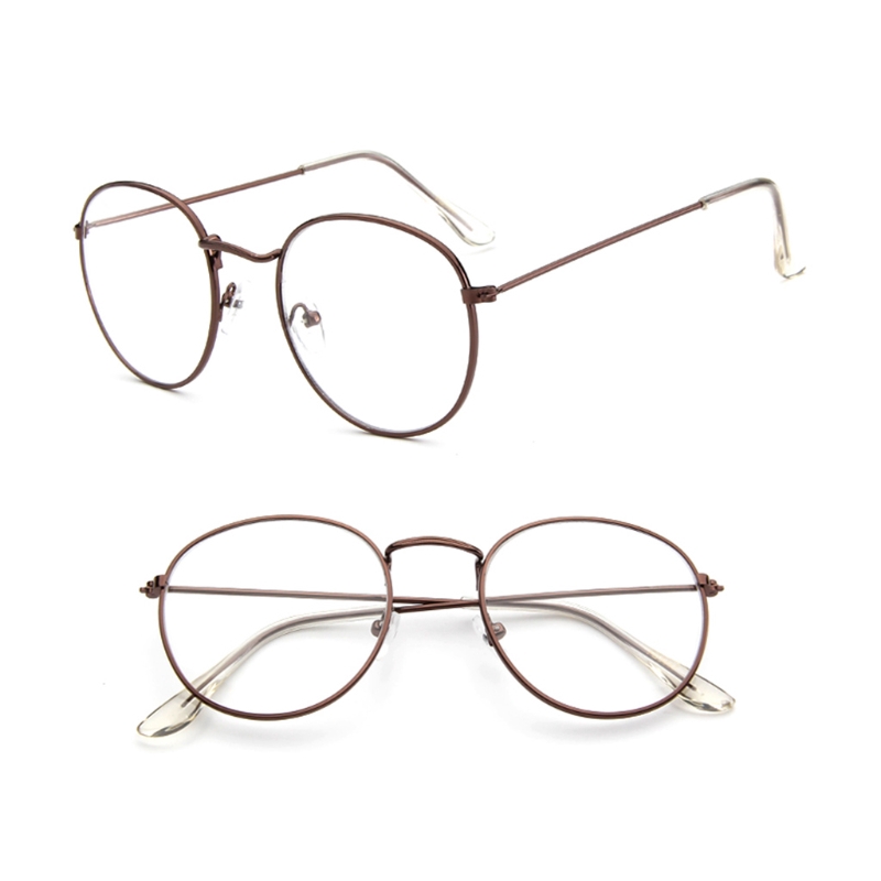 Vintage Men Women Eyeglass Metal Frame Glasses Round Spectacles Clear Lens Optical