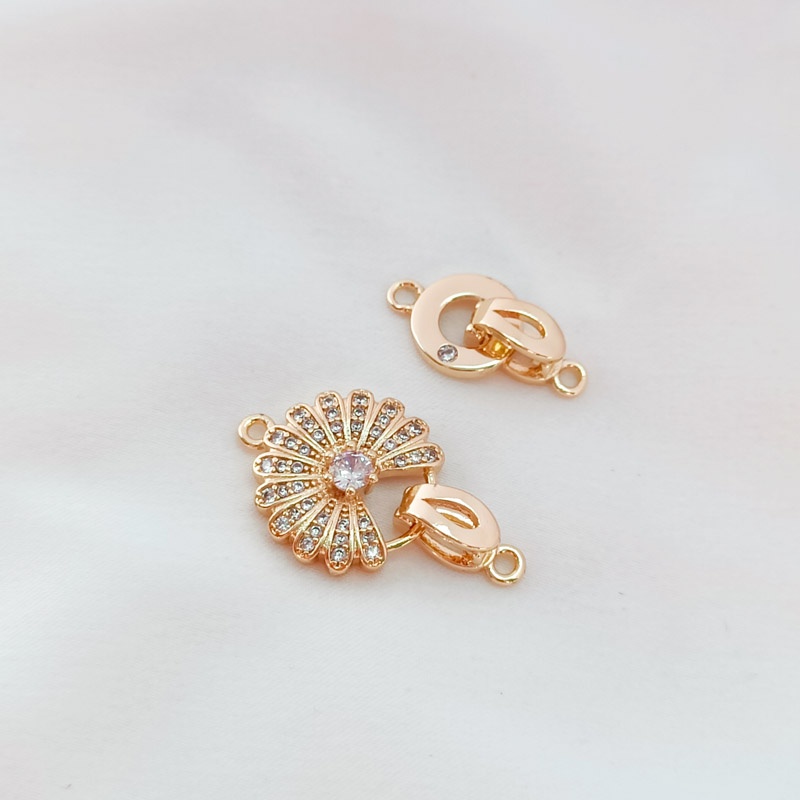 Khóa Cài Tròn Bằng Đồng Mạ Vàng 14K Đính Đá Zircon Nhiều Màu Sắc Tự Làm Vòng Tay / Dây Chuyền DIY