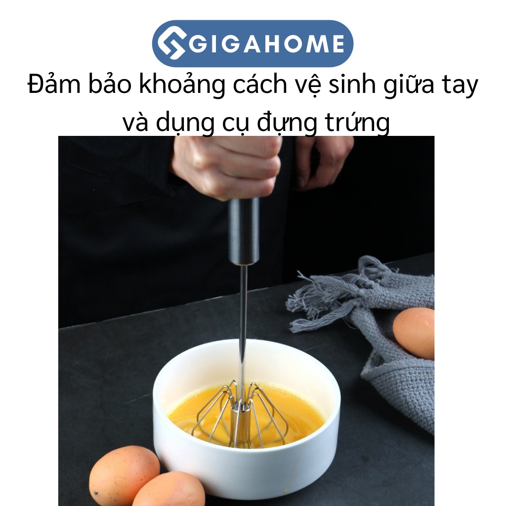 Cây Phới Lồng Đánh Trứng Bán Tự Động Thông Minh Inox 304 GIGAHOME Có Trục Xoay 8209