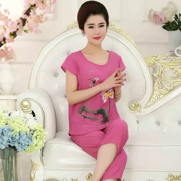 Đồ Lửng Mặc Nhà Thêu Hình Hoa Sen Thời Thượng Cho Các Mẹ TN11