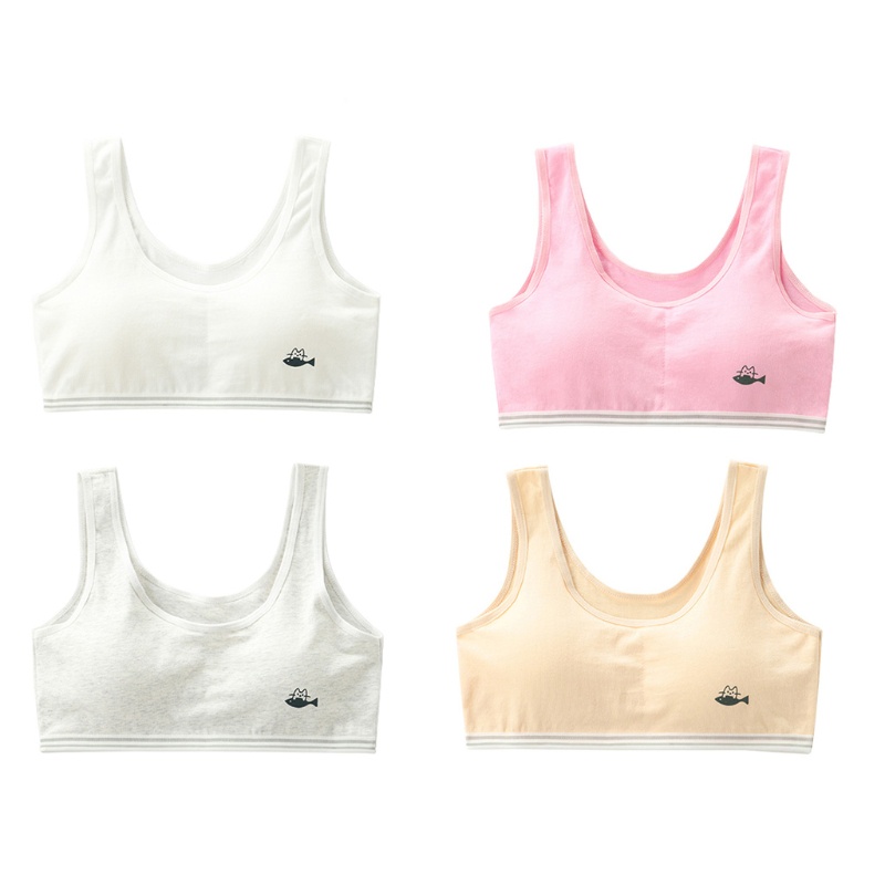 Áo Ngực Cotton Họa Tiết Hoạt Hình Mèo / Cá Có Đệm Tháo Rời Được Cho Thanh Thiếu Niên