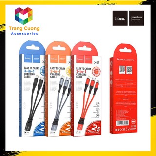 Cáp sạc hoco x47 3 đầu iphone - micro - type c dây dù chống đứt dài 25cm - bh 6 tháng 1 đổi 1