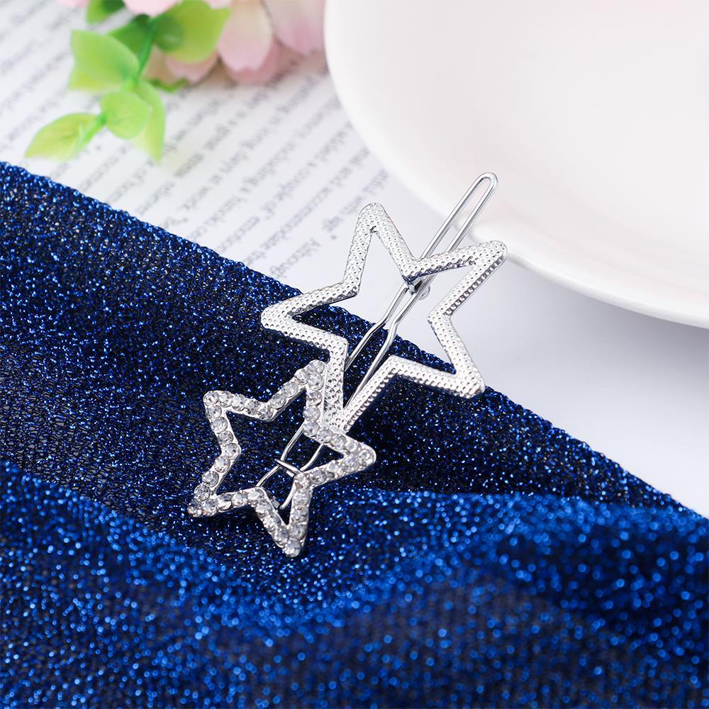 Kẹp Tóc Hình Ngôi Sao Bằng Kim Loại Thiết Kế Đục Lỗ Thời Trang