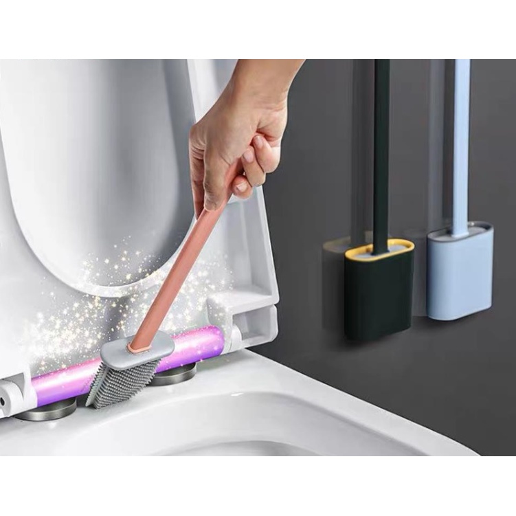 Chổi Cọ Silicon Bồn Cầu Cọ Toilet Thông Minh Có Hộp Đựng Dán Tường