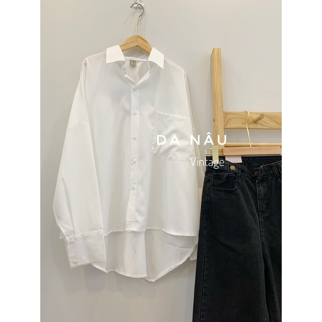 áo sơmi trắng freesize basic (ảnh thật/ hàng có sẵn)