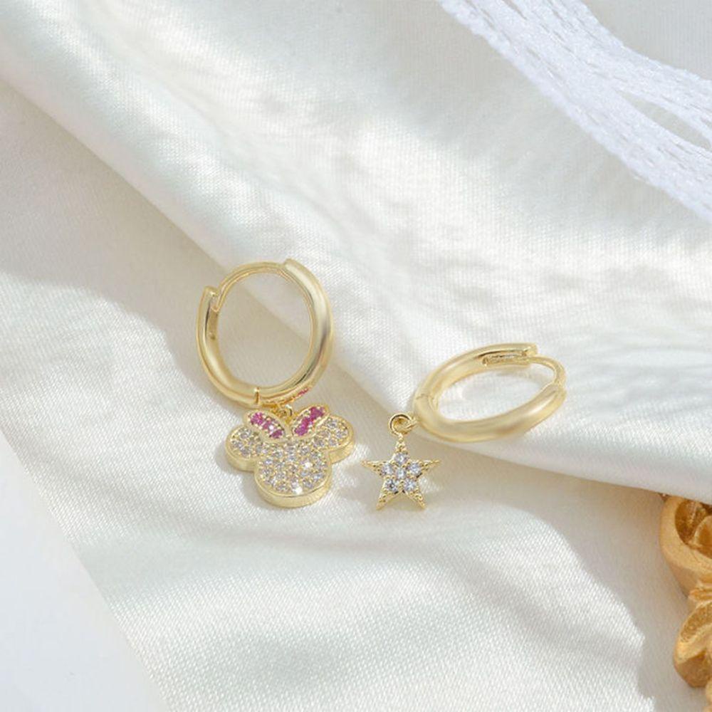 QQMALL Khuyên Tai Bất Đối Xứng Hình Ngôi Sao Phong Cách Hàn Quốc