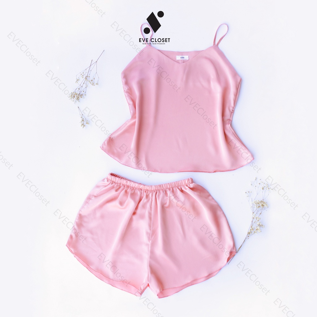 Đồ bộ nữ mặc nhà 2 dây, Đồ bộ lụa quần đùi mềm mát – Hàng thiết kế - EveCloset | BigBuy360 - bigbuy360.vn