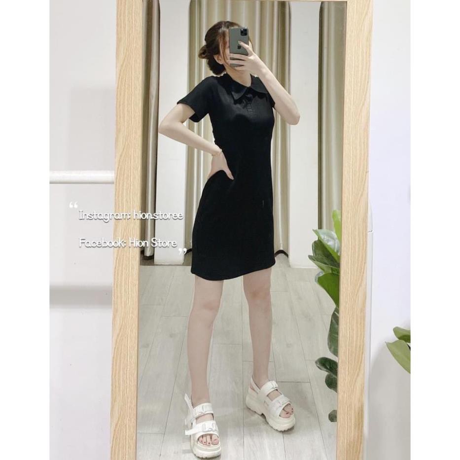 Đầm body cổ sơ mi vải thun cotton gợi cảm