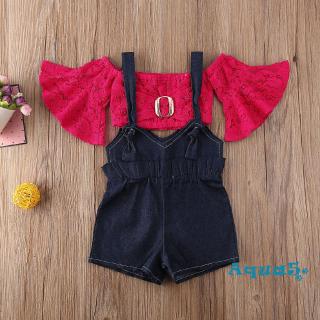 Set áo 2 dây+quần short jeans cho bé gái
