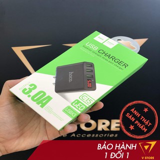 [3 cổng sạc]Cóc cục sạc nhanh Hoco C15 3 cổng usb 3A cho ip ss đèn led trắng đen [hoco đà nẵng]