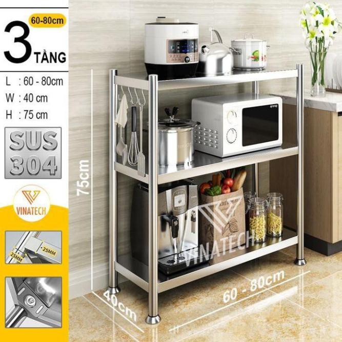 Kệ Để Đồ Nhà Bếp Inox, Giá Đựng Đồ Để Lò Vi Sóng, Lò Nướng, Trang Trí Phòng Khách Gọn Gàng