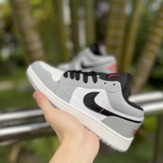 Giày Jordan cổ thấp xám chỉ đỏ nam nữ, Giày Jordan 1 low xám chỉ đỏ, Sneaker air JD1 Full Box Bill