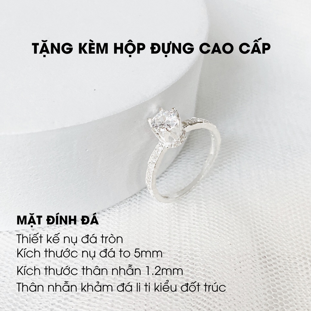 Nhẫn bạc nữ ANTA Jewelry Bud stone round đính đá tròn ATJ9025