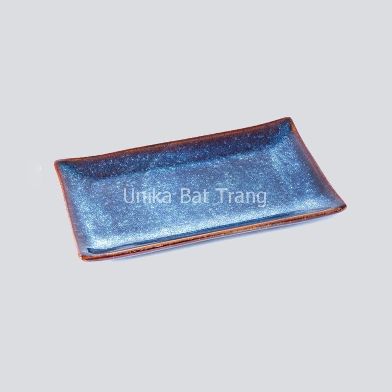 Đĩa Chữ Nhật Men Xanh Hoả Biến  - Đĩa Chữ Nhật Men Xanh Hoả Biến - Gốm Sứ Cao Cấp Bát Tràng