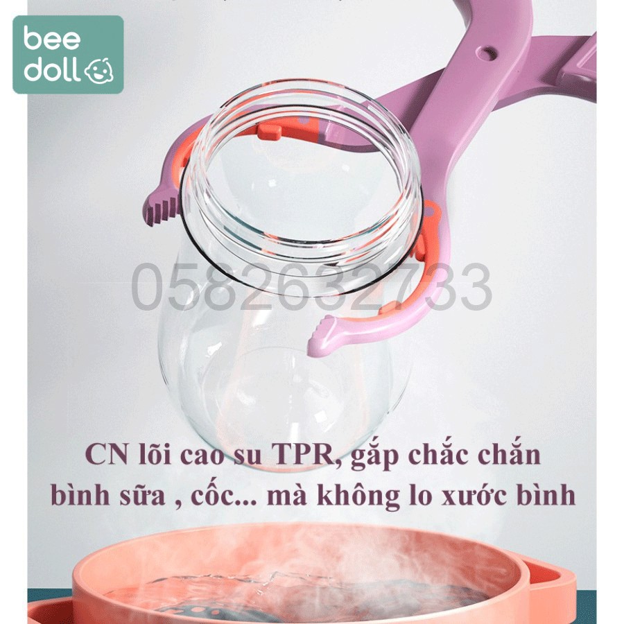 Kẹp gắp bình sữa, núm ti, ti gỉa khi tiệt trùng BeeDoll, Chống nóng, Chống trơn trượt, Chịu nhiệt độ cao