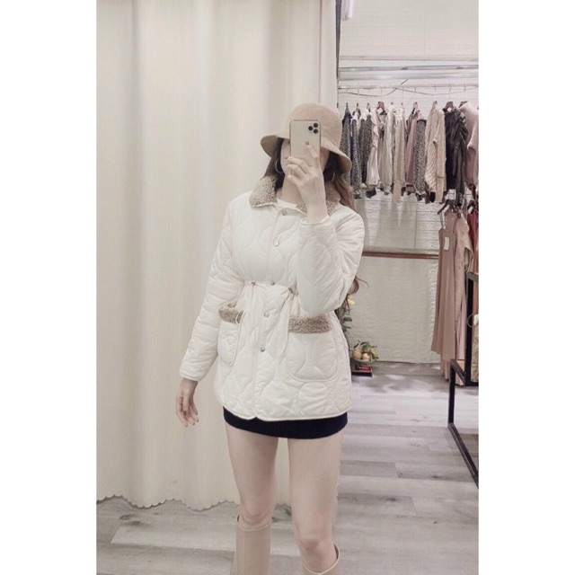 SALE áo khoác phao siêu nhẹ cổ lông thắt eo LOẠI 1 chuẩn mẫu mặc