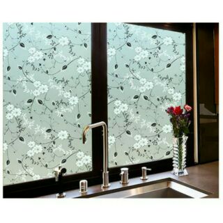 3m Decal dán kính hoa trắng lá đen sang trọng