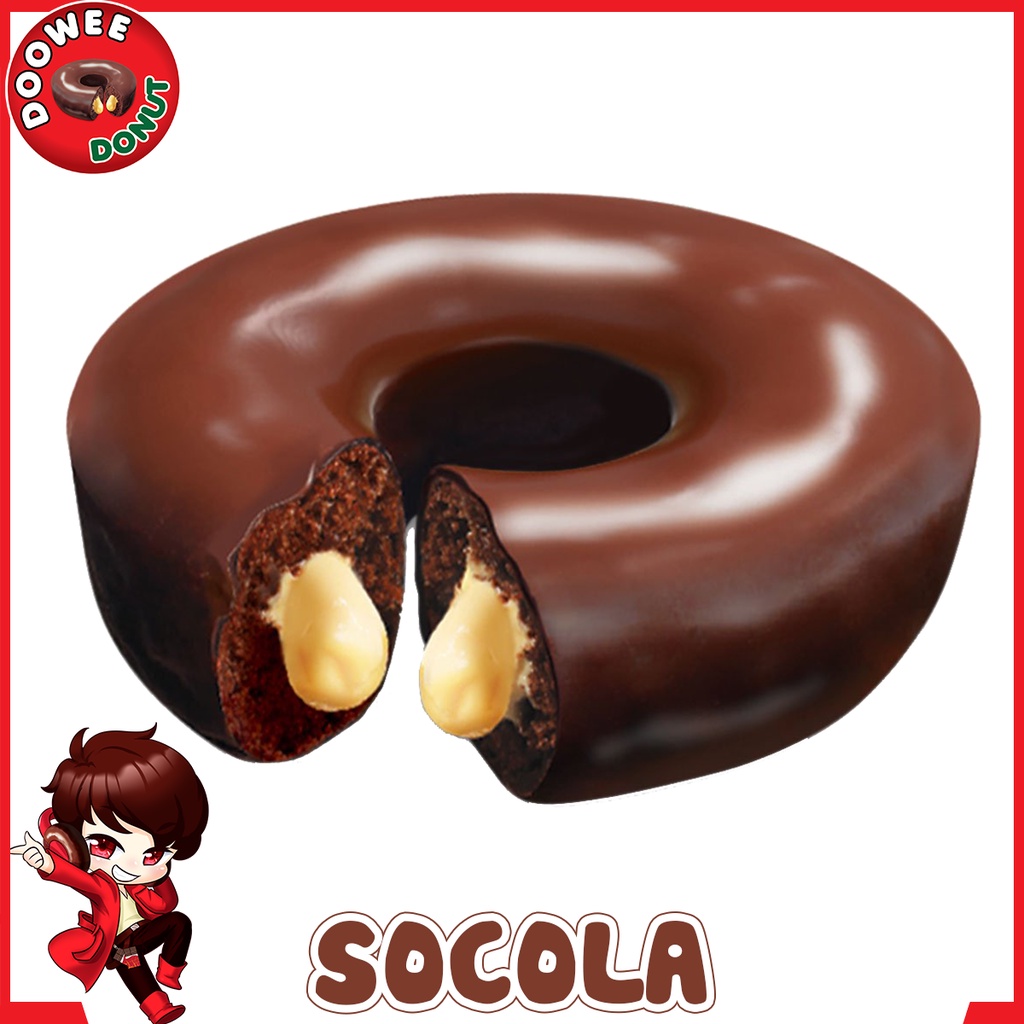 Bánh bông lan - DOOWEE DONUT - Vị socola nhân kem trứng - Túi 12 cái/ 360 Gram