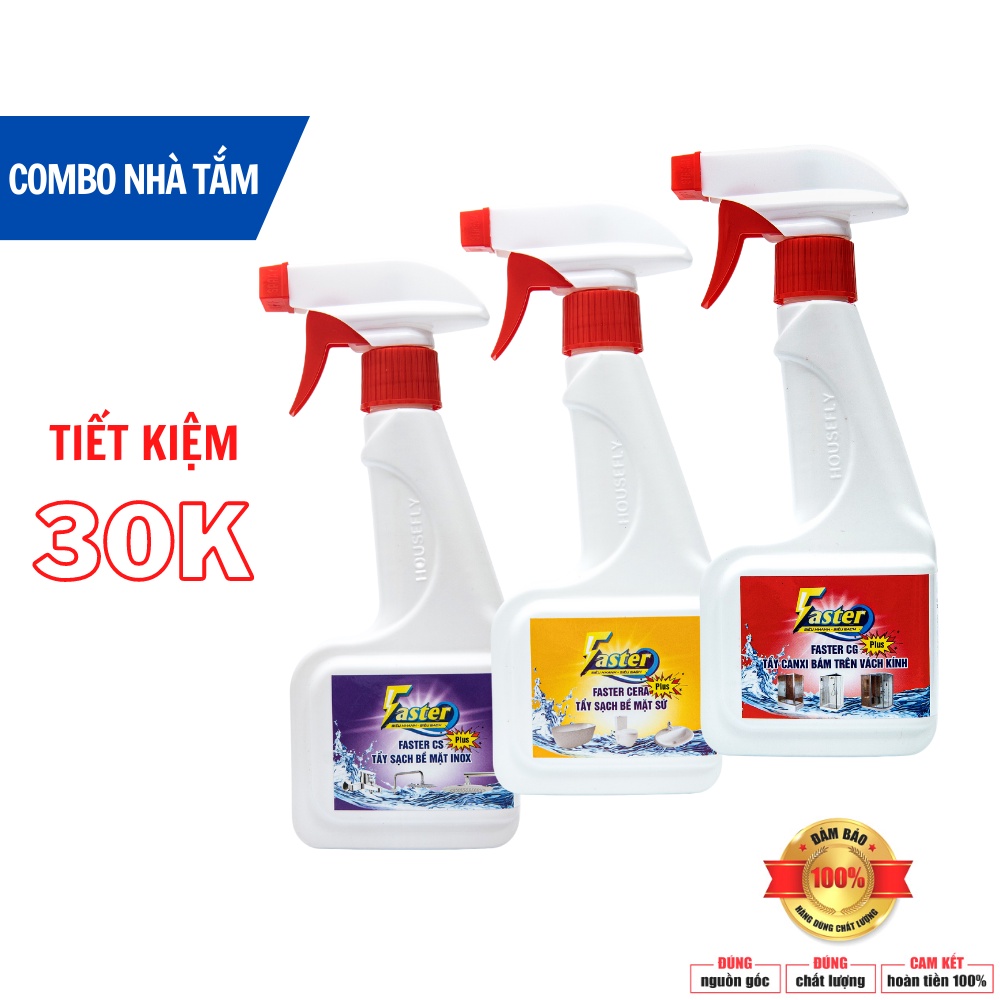 [Mã BMICB15 giảm 15K đơn 99K] Tẩy cặn canxi, nấm mốc làm ố mờ vách kính nhà tắm hương hoa Ly, Faster CG 500ml