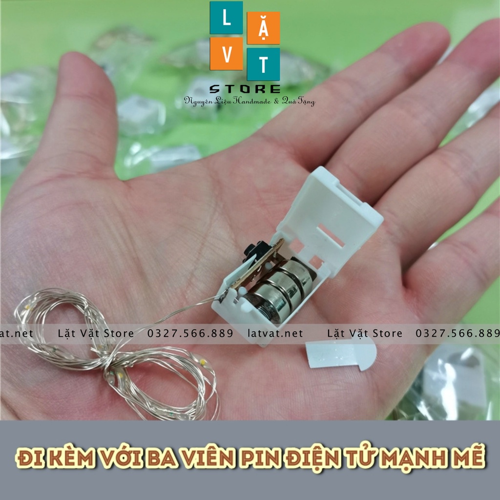 Dây đèn LED trang trí 50cm đến 3 mét - hai màu trắng và đa sắc, làm vòng hoa, đựng trang trí nhà, cửa giá rẽ.