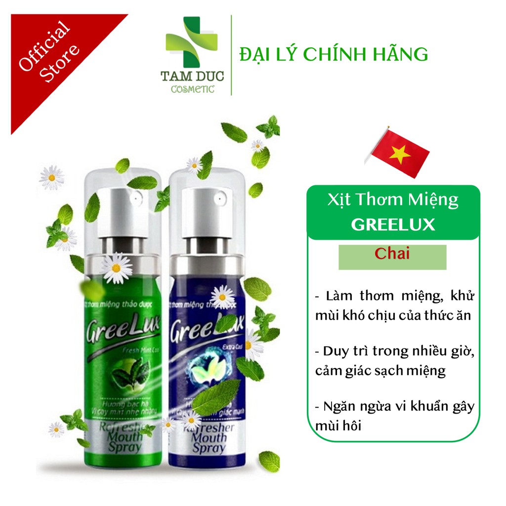 Xịt Thơm Miệng Thảo Dược GREELUX [Chai 12ml] Extra Cool / Fresh Mint Cool [Grelux, greenlux, greelus]